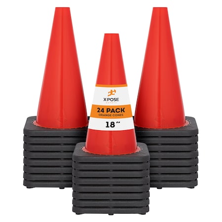 Traffic Cone, PVC, 18 H, Orange